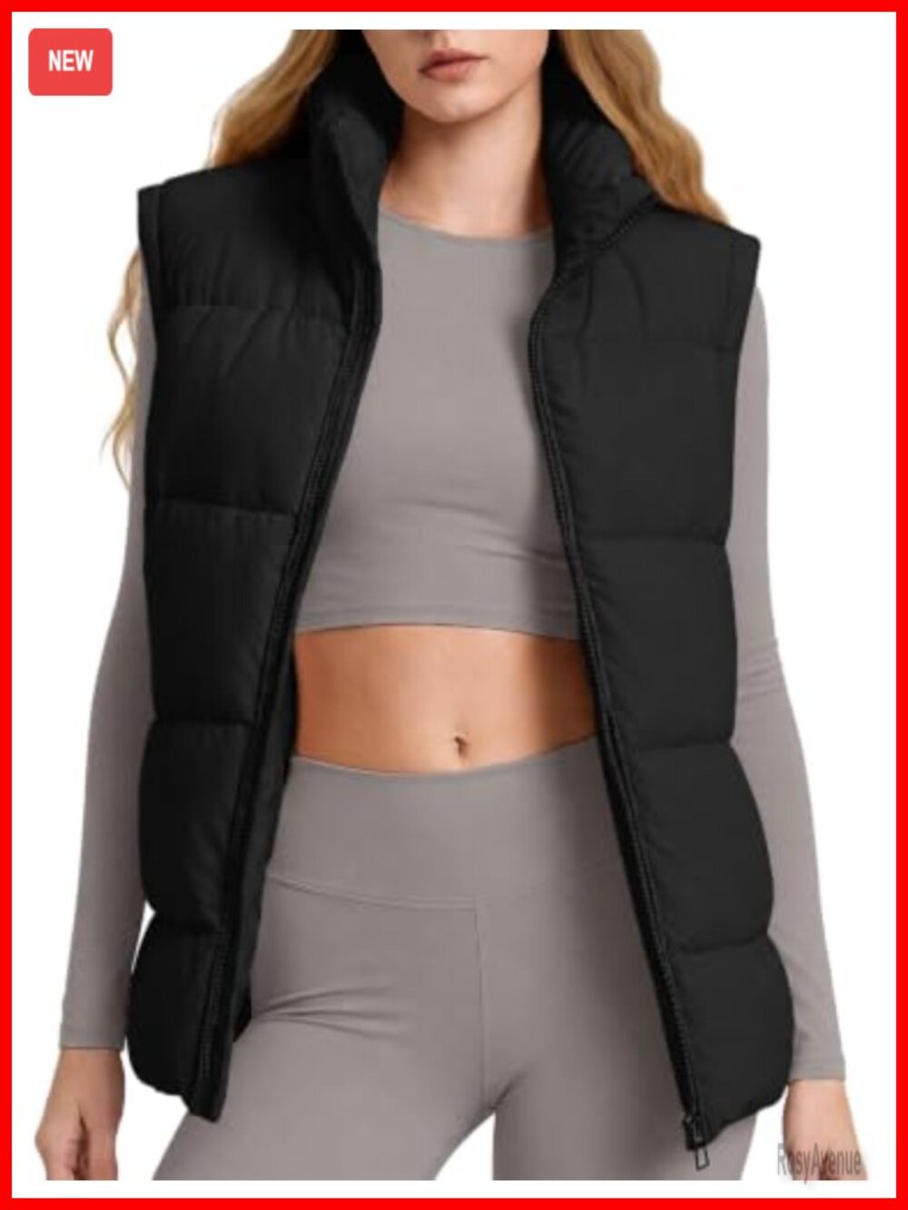 Quilted Puffer Vest Loose Fit Sleeveless Zip Warm Winter Coat